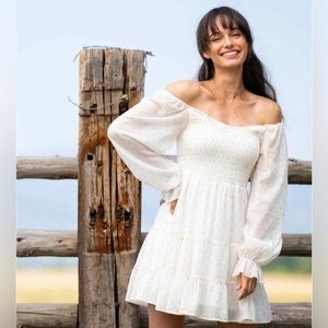 Altar’d State Women’s Oisin Mini Dress Size Medium color cream and gold